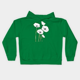 One line art poppy flowers Kids Hoodie